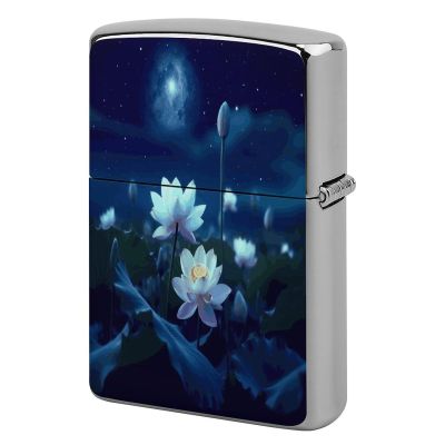 Night Lotus Flowers Lighter Case Cover Metal Lighter Case