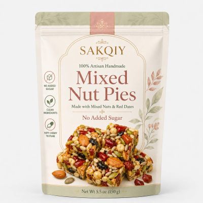 Mixed Nut Pies, Mixed and Nut Snack Squares, Soft Chewy Snack with Walnuts, Almonds & Seeds, Tea Time and Office, Resealable Bag, 8.8 oz (1, 1)