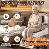 YISHENX 4-in-1 Toilet Chair, Portable Commode Chair, 2-Level Height Adjustment & 5-Angle Footrest, 180 Rotating Padded Armrests, Water-Proof Seat Cushion, Includes Foot Pedal, for Seniors(Mobile) view 2