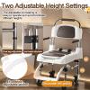YISHENX 4-in-1 Toilet Chair, Portable Commode Chair, 2-Level Height Adjustment & 5-Angle Footrest, 180 Rotating Padded Armrests, Water-Proof Seat Cushion, Includes Foot Pedal, for Seniors(Mobile) view 3