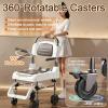 YISHENX 4-in-1 Toilet Chair, Portable Commode Chair, 2-Level Height Adjustment & 5-Angle Footrest, 180 Rotating Padded Armrests, Water-Proof Seat Cushion, Includes Foot Pedal, for Seniors(Mobile) view 4