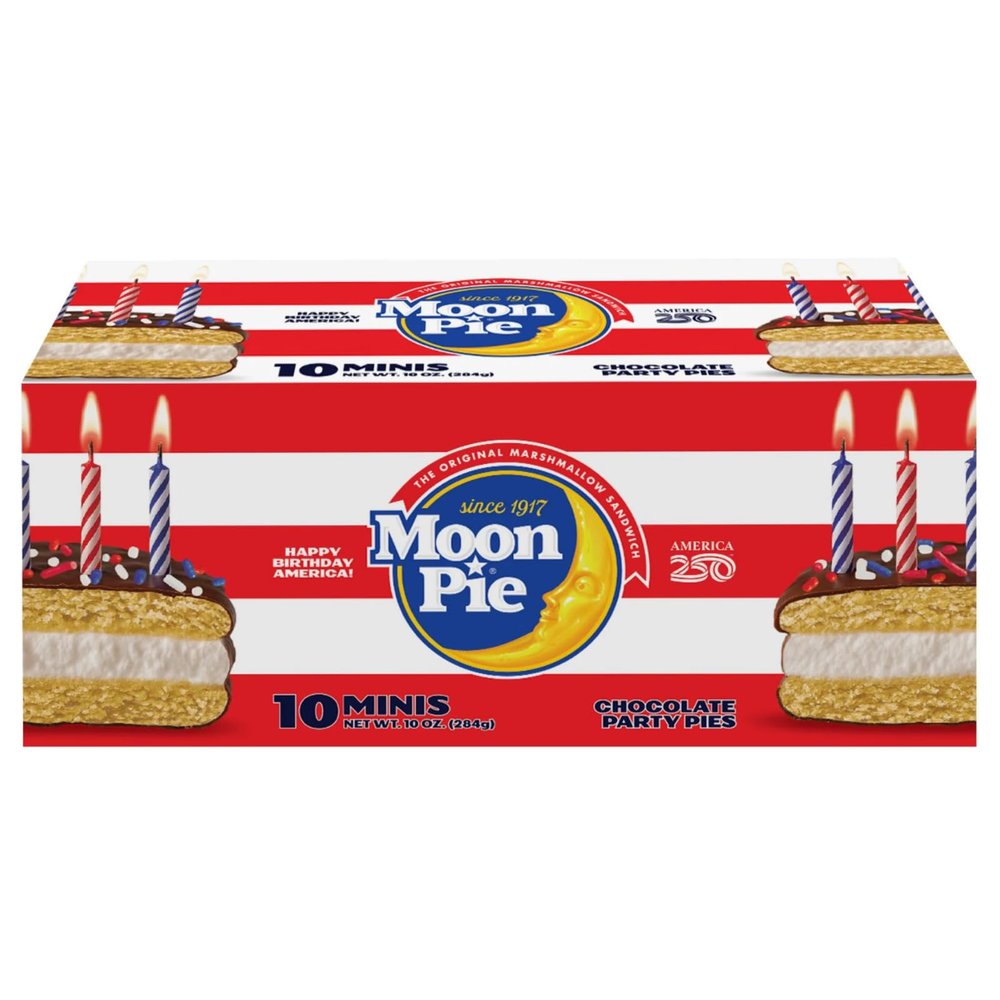 MoonPie America's Birthday Chocolate Mini Party Pies Marshmallow Snack Cakes for America 250 Celebrations - 10 Count