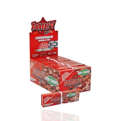 Juicy Jay's Very Cherry Connoisseur Rolling Papers with Tips, 1 1/4 Size, 24 Booklets