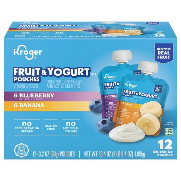 Blueberry and Banana Fruit & Yogurt Pouches Multipack, 3.2 oz 12 Pouches