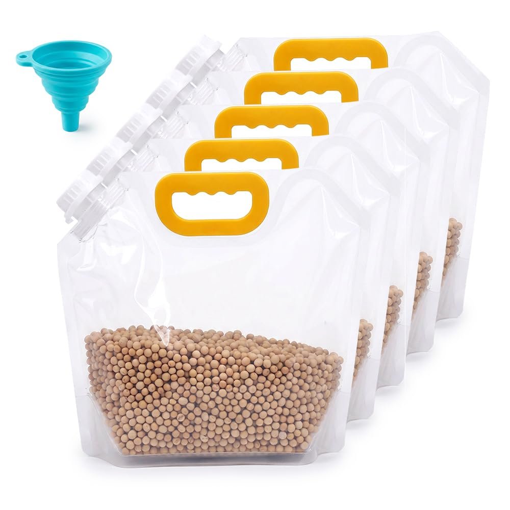 10Pcs Cereal Moisture Proof Sealed Bag, 2026 New Airtight Grain Storage Bags with Handle, Reusable Large Stand Up Food Storage Pouches (1.5L -10Pcs)