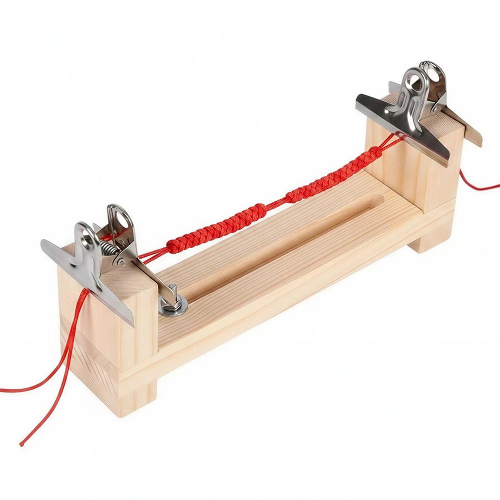 Adjustable Wooden Macrame Knotting Activity Panel with Clips for Seniors Crafters