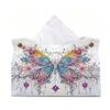 Large Diamond Painting Tissue Box Cover for Adults - DIY Diamond Art Tissue Box Kit with PU Leather Storage Holder,Home Decor Craft Gift for Women,9.4x6.3x5.1 Inches(Ornate Floral Big Butterfly) view 1
