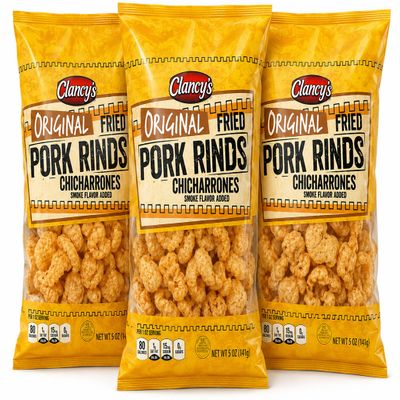3 Pack Original Pork Rinds Chicharrones 5 Oz Keto Snack Crunchy Cracklins!