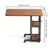 REBHNOH C-Shaped Mobile Bedside Table/Laptop Desk/Writing Desk, Features Dual Layer Storage Shelves and Swivel Casters Ideal for Dining, Working, and Writing Walnut 80cmx40cm/31.4inx15.7in view 2