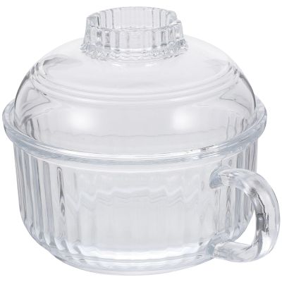 Gadpiparty Japanese Style Glass Bowl with Lid Scratch Resistant Oven Safe Noodle Soup Bowl for Microwave Use and Everyday Home Dining