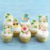 60 PCS Edible Tropical Aloha Luau Cupcake Toppers Palm Tree Hibiscus Flower Flamingo Pineapple Surfboard Cupcake Picks for Summer Hawaiian Theme Tropical Luau Birthday Party Cake Decorations Supplies view 4