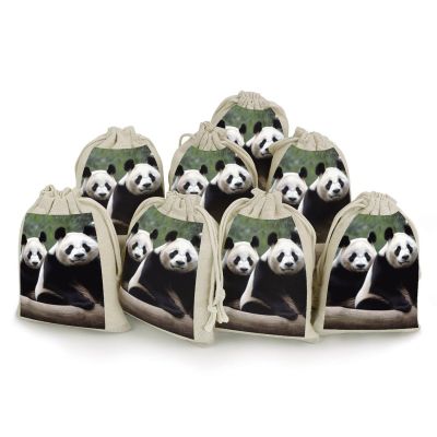 WSOIHFEC Panda Burlap Gift Bags Party Favor Bags 8PCS