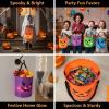Deskium 4 Pcs Halloween Pumpkin Candy Bags with Lights, LED Trick or Treat Buckets, Reusable Polyester Tote for Party Favors, Present Bags, 10.0 x 11.8 in, Red Orange Violet Blue view 4