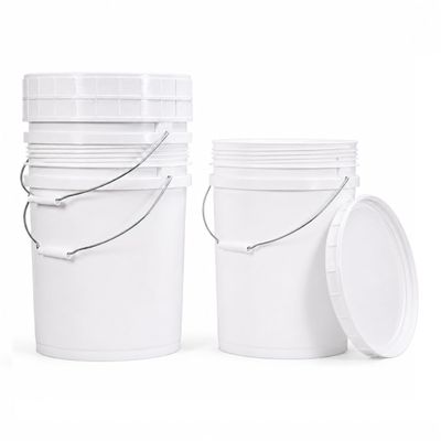 3 Pack 5 Gallon Clean Bucket with Lid and Metal Handle, Heavy-Duty Plastic Cleaning Mop Bucket for Floor Mopping, Household Cleaning, Car Wash and Utility Use, Stackable Cleaning Pail (White, 5 Gal)