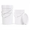 3 Pack 5 Gallon Clean Bucket with Lid and Metal Handle, Heavy-Duty Plastic Cleaning Mop Bucket for Floor Mopping, Household Cleaning, Car Wash and Utility Use, Stackable Cleaning Pail (White, 5 Gal) view 1