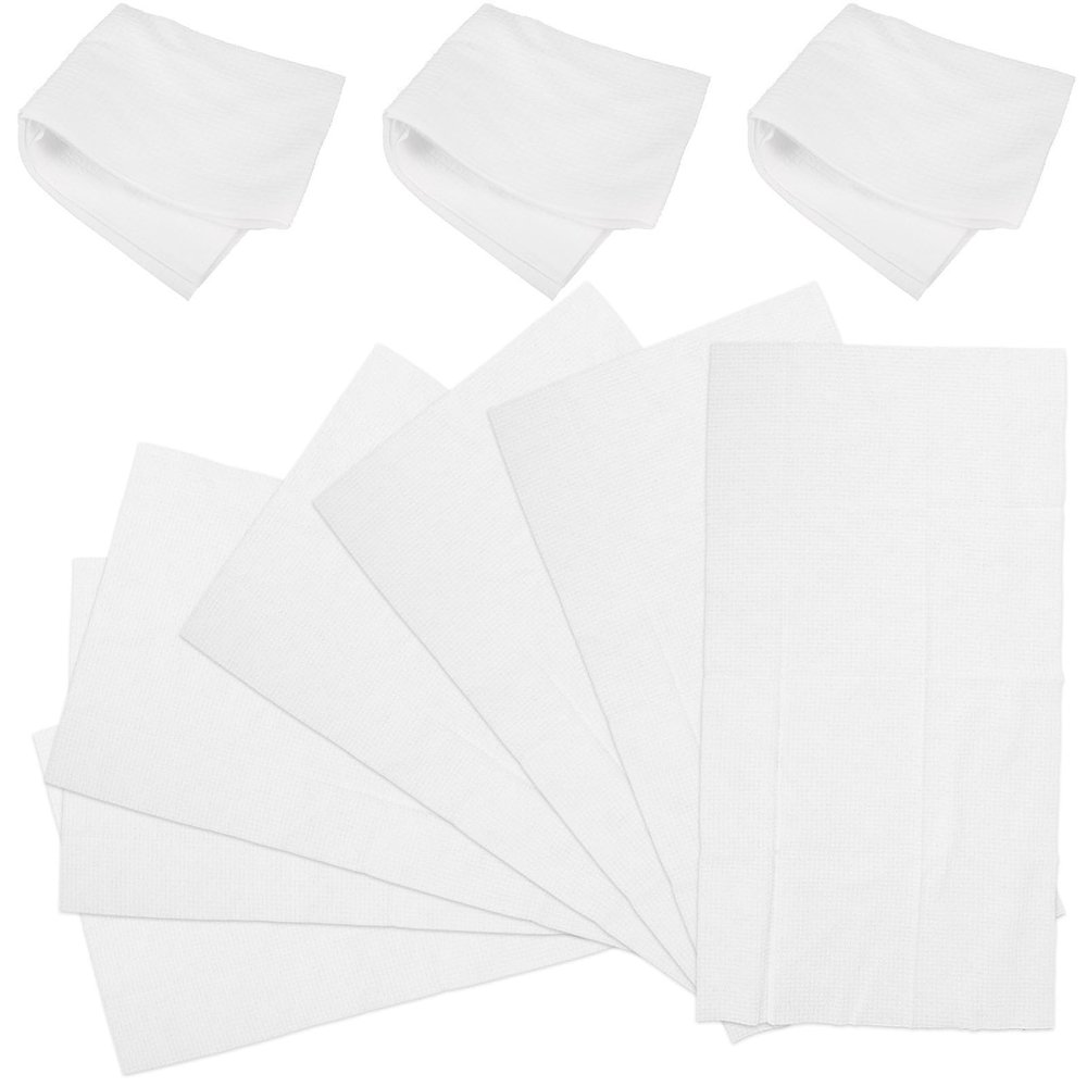BELLIFFY 5 Sets 10pcs Disposable Cotton Bath Towels Highly Absorbent and Endurable White Towels for Hotel and Office Use