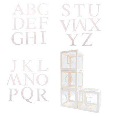 Baluue White Paper Balloon Box with Window for Party Decoration, Easy to Assemble and Dissemble, for Wedding, Engagement, and Event Background Displays