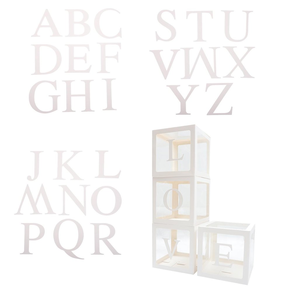 Baluue White Paper Balloon Box with Window for Party Decoration, Easy to Assemble and Dissemble, for Wedding, Engagement, and Event Background Displays