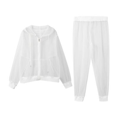 CHLPEYUVCH Unisex Outdoor Breathable Insect Guard Jacket and Trousers Set Lightweight Mesh Ventilated Hiking Travel Summer Suit for Men and Women 2026 (White, XXL)