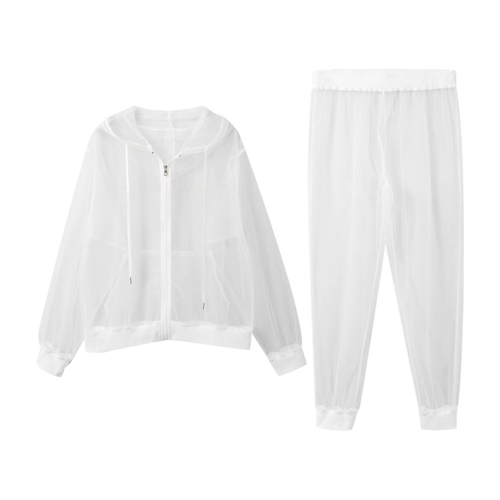 CHLPEYUVCH Unisex Outdoor Breathable Insect Guard Jacket and Trousers Set Lightweight Mesh Ventilated Hiking Travel Summer Suit for Men and Women 2026 (White, XXL)