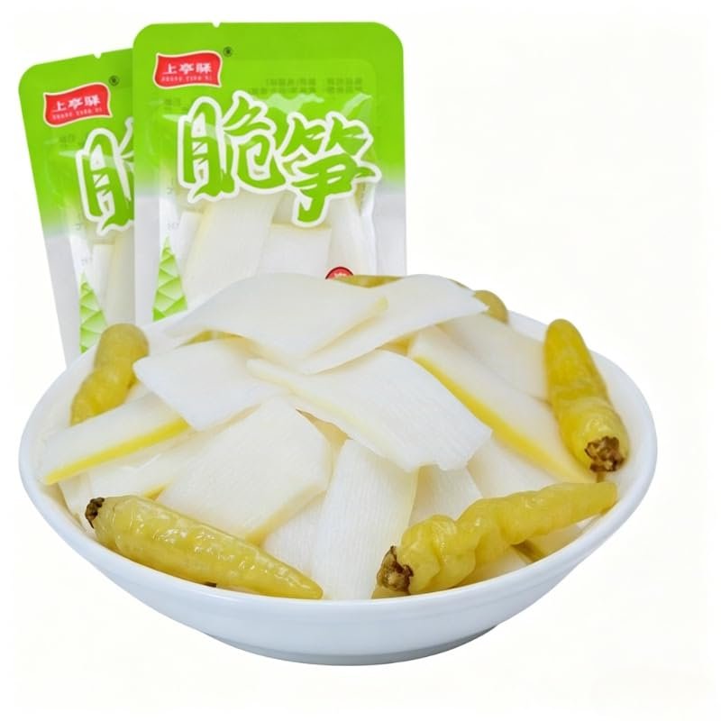 Crispy Pepper Pickled Bamboo Shoot Slices, Sour & Spicy Bamboo Shoots, Healthy Vegetables, Instant Pickled Vegetables, Chinese Spicy Latiao, Vegan Food, Leisure Snack Gift Pack, Side Dish (10pack)