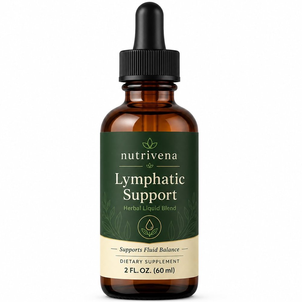 Nutrivena Lymphatic Support Drops, Herbal Liquid Supplement with Cleavers, Red Clover, Stillingia Root & Prickly Ash Bark, Lymphatic Wellness Drops for Natural Fluid Balance & Daily Wellness, 2 Fl Oz