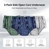 WYQYFJYFA 3 Pack Post Surgery Adaptive Underwear, Reusable Stick-on Briefs for Men,Sides Open with Hook and Loop,Washable (Green/Blue/Gray XL) view 2
