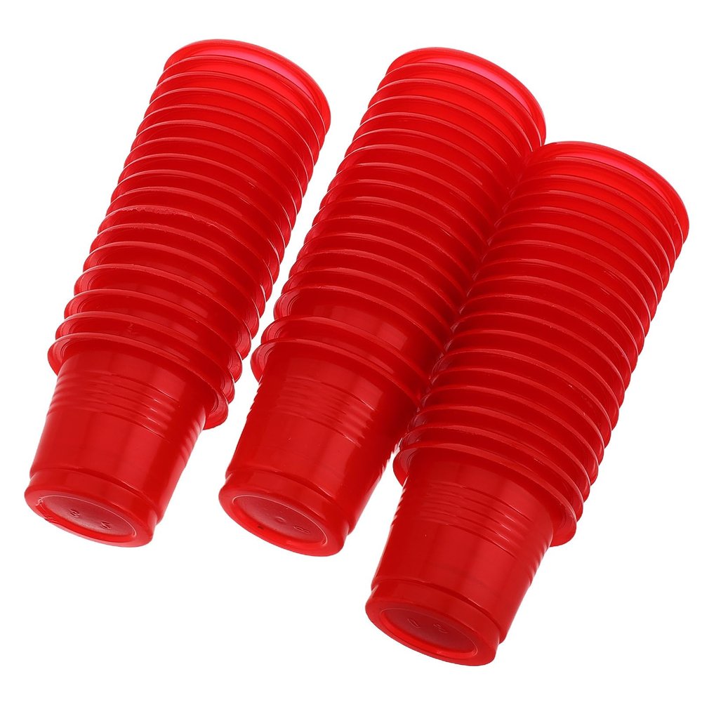 Kichvoe 50pcs Plastic Red Wine Glasses for Weddings and Celebrations, Sturdy and Convenient Disposable Drinking Glasses with Traditional Chinese Elegant Design for Party Use