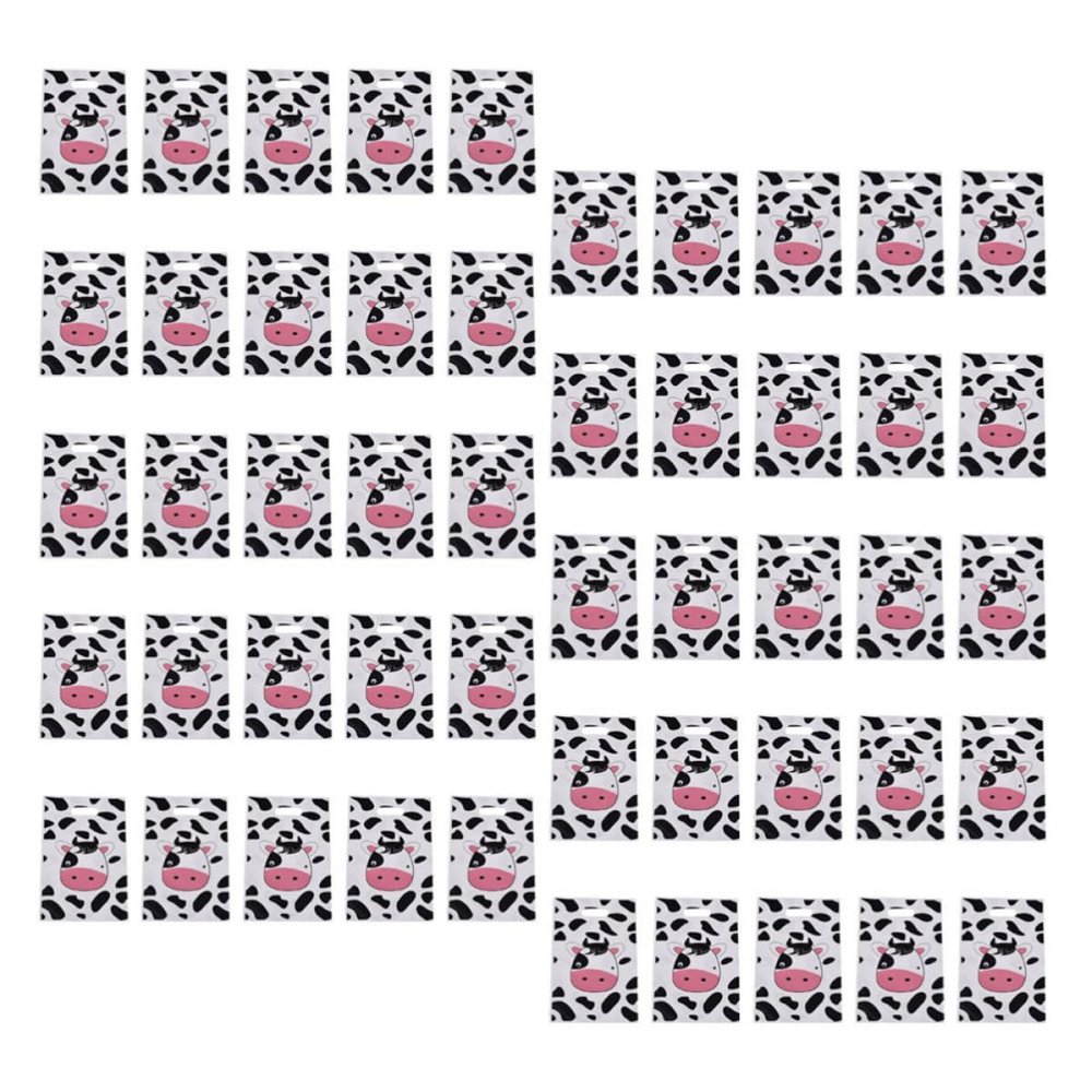 50 Pcs Cow Print Wrapping Bags for Candy and Treats, Sturdy Opp Material with Double-sided Print, Stylish and Cute Goodie Bags for Farmhouse Themed Birthday Parties and Shops