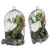 Aramox Birdcage Flowerpot Metal Flower Holder with Polished Finish Plant Display Candle Holder for Weddings Festivals and Home Decor Centerpiece for Tabletop Use (White Vinesh Rose) view 2