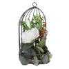 Aramox Birdcage Flowerpot Metal Flower Holder with Polished Finish Plant Display Candle Holder for Weddings Festivals and Home Decor Centerpiece for Tabletop Use (White Vinesh Rose) view 3