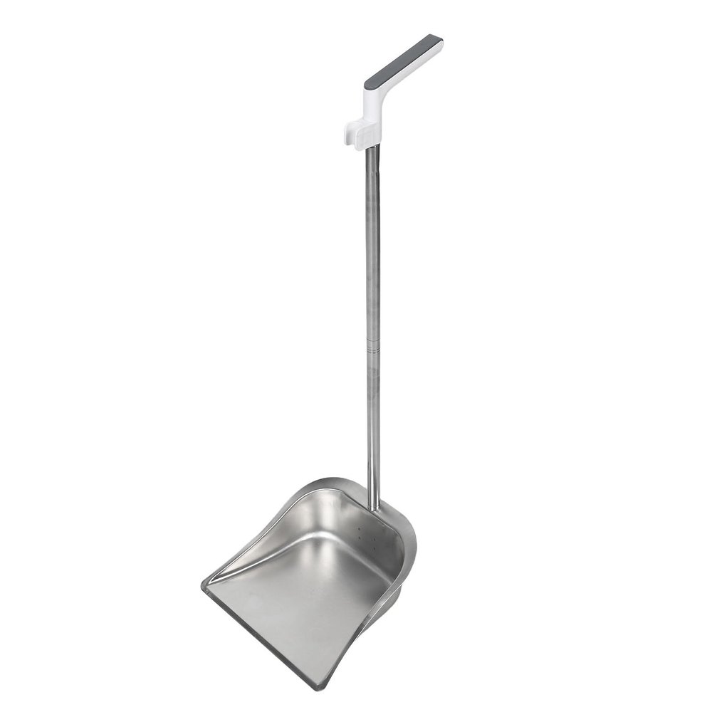 RORPOIR Heavy Duty Stainless Steel Dustpan with Handle Thickened Metal Standing Scooper for Home Kitchen Office Lobby Industrial Dust Pan for Workshop Cleaning