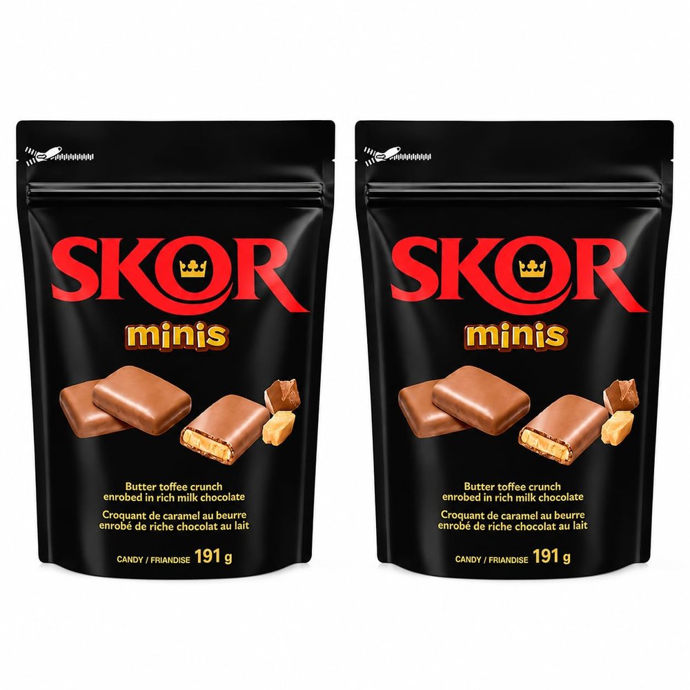 LASMAQUE Canadian Candy Bundle Including SKOR Minis Toffee Chocolates, 2-Pack (191g per Bag)