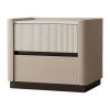 Br3tGz7dP Bedroom Bedside Table Light Stone Top Surface Two Drawers Hidden Handles for Bedroom Storage view 1