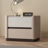 Br3tGz7dP Bedroom Bedside Table Light Stone Top Surface Two Drawers Hidden Handles for Bedroom Storage view 3