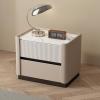 Br3tGz7dP Bedroom Bedside Table Light Stone Top Surface Two Drawers Hidden Handles for Bedroom Storage view 4