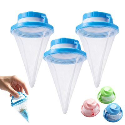 Floating Hair Filtering Mesh Removal,Washing Machine Hair Filter Mesh Bags,3PCS Reusable Lint Catcher for Laundry Dog Cat Pet Hair Remover for Laundry (Blue)