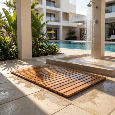 20 24 26 28 30 32 34 36 38 40 42 46 48 in Teak Shower Mat for Inside Shower