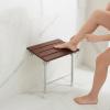 Folding Shower Seat Wall Mounted w/Legs, Solid Wood Bench for Seniors 352LB view 2