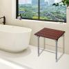 Folding Shower Seat Wall Mounted w/Legs, Solid Wood Bench for Seniors 352LB view 3
