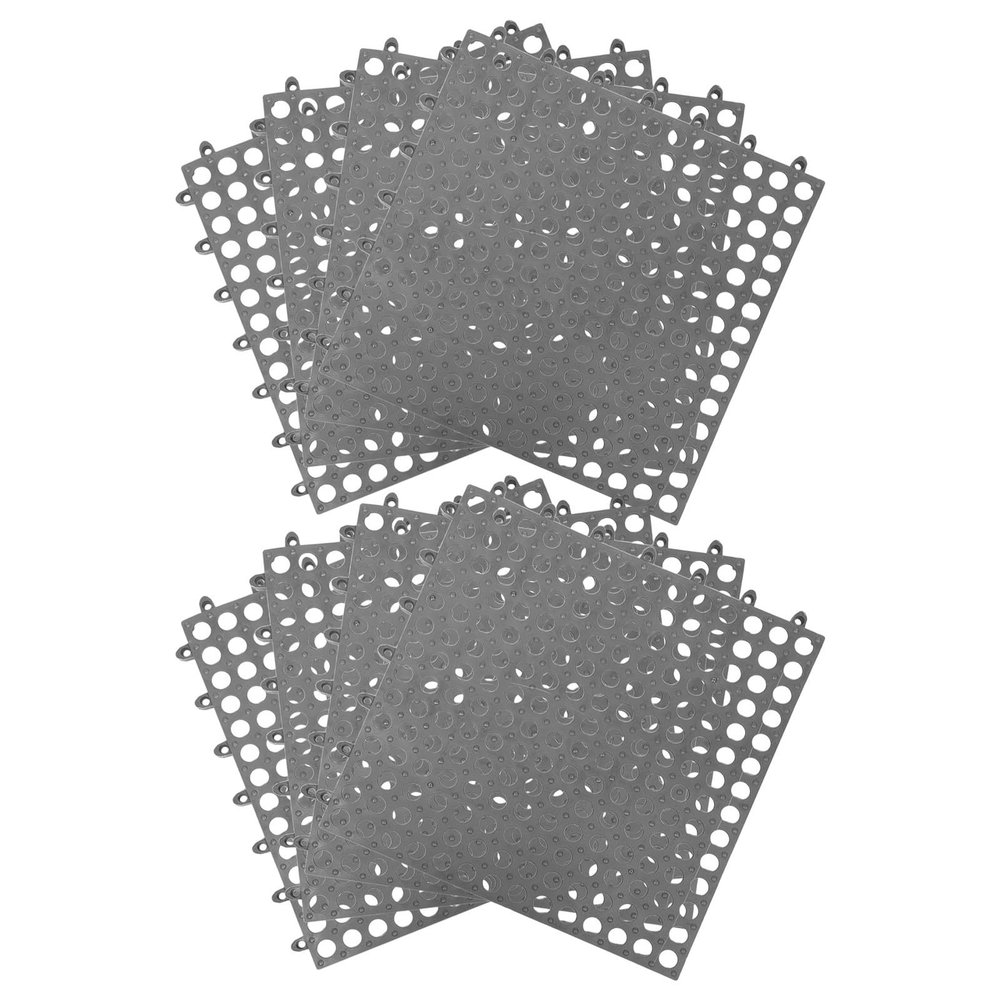 AURARMLET 8pcs Interlocking Non-Slip Drainage Floor Tiles 12x12 Inches TPE Modular Shower Mat with Dense Raised Pattern and Drain Holes, Cuttable for Sauna and Wet Area Transitions