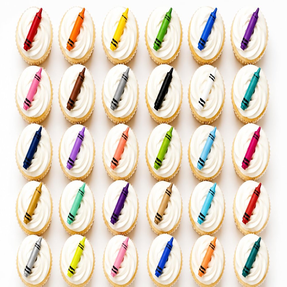 SugarMeLicious Crayon Edible Cupcake Toppers, 30 Pack 1.5 Inch