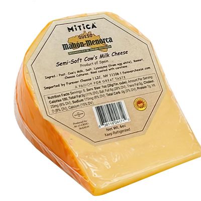 Mahn-Menorca D.O.P. Cheese Wedge 6 oz | Authentic Spanish Cow's Milk Cheese | Imported from Menorca, Spain | Naturally Aged 4 Months | Rich Buttery Flavor | Charcuterie Boards, Tapas & Cooking