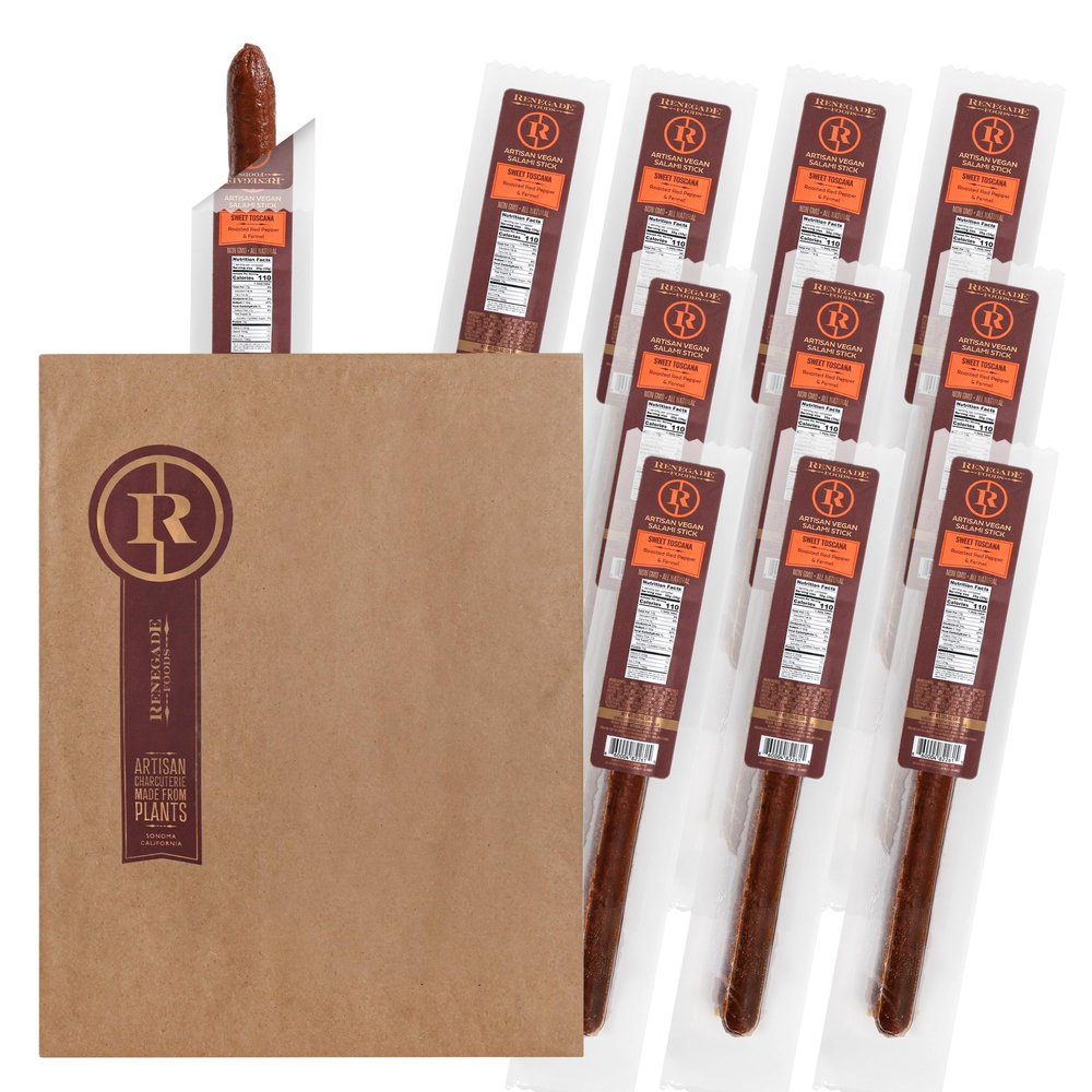 Renegade Foods Vegan Salami Sticks | 10 Pack | Sweet Toscana