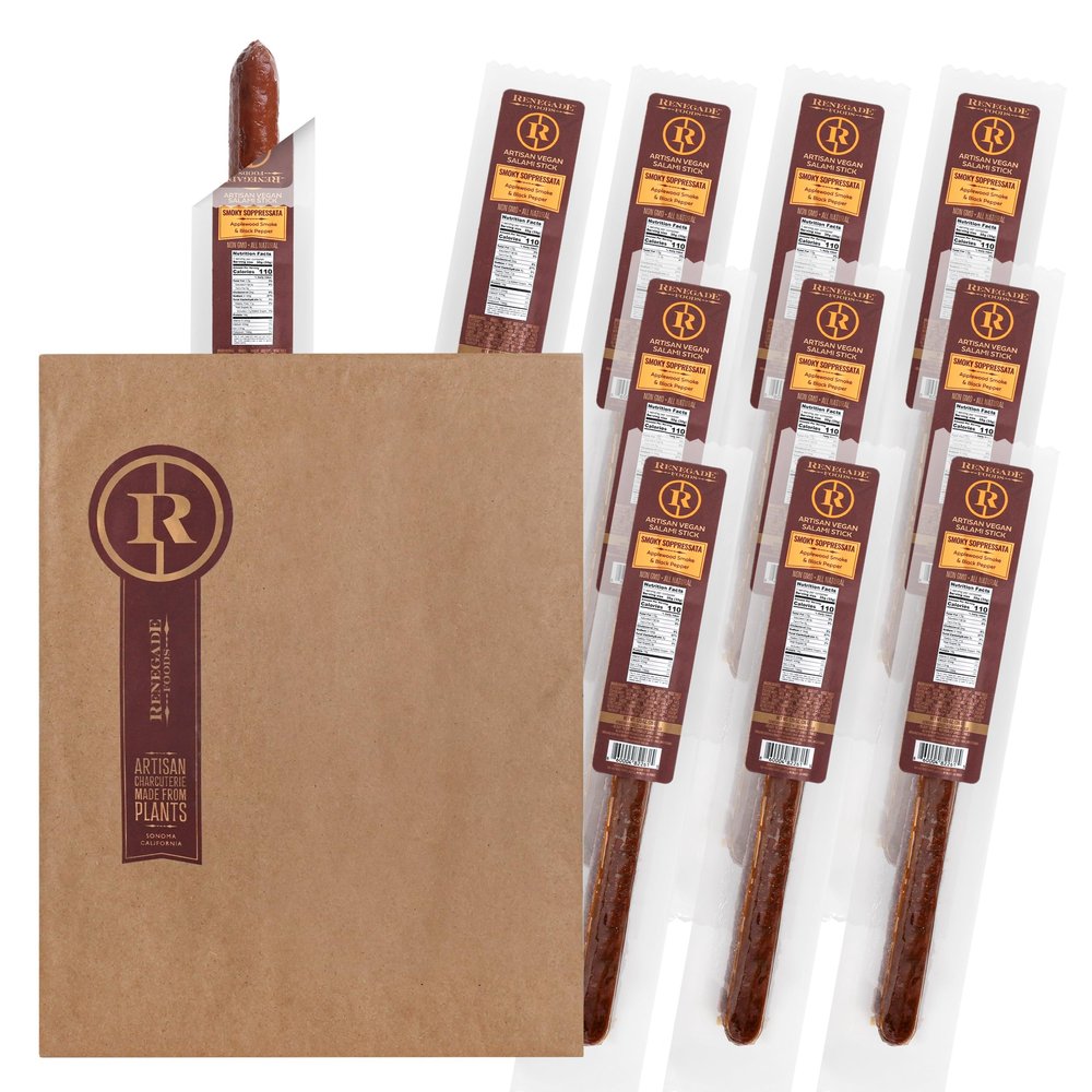 Renegade Foods Vegan Salami Sticks | 10 Pack | Smoky Soppressata