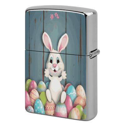 Happy Easter Eggs Bunny Tail Metal Lighter Case Sleeve Cover Holder