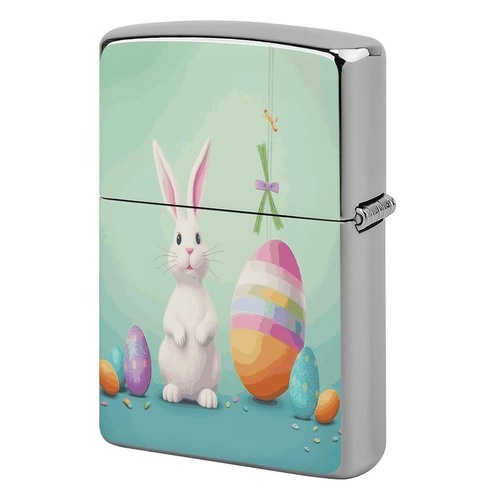 Happy Easter Egg Rabbit Metal Lighter Case Sleeve Cover Holder