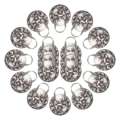 LIFKOME 18pcs Retro Disco Party Gift Bags with Handles, Reusable Silver Nonwoven Mirror Ball Design Tote Bags for Birthday Celebrations and Themed Events, Easy Carrying Gift Packaging
