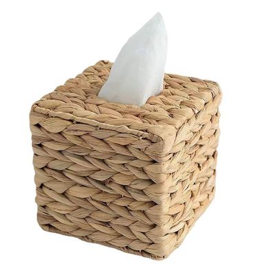 XDSRFVW Tissue Box Desktop Organizer Woven Decorative Wicker Water Hyacinth