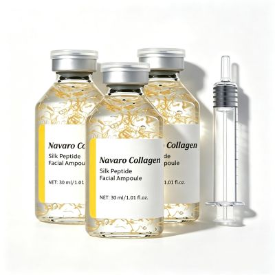 Navaro Peptide Deep Collagen Lifting Ampoule, Advanced Silk Peptide Intensive Lifting Ampoule, Navaro Collagen Peptide Lifting Ampoule, Tightening, Wrinkle Reduction, Glass Skin for All Skin3pcs30ml